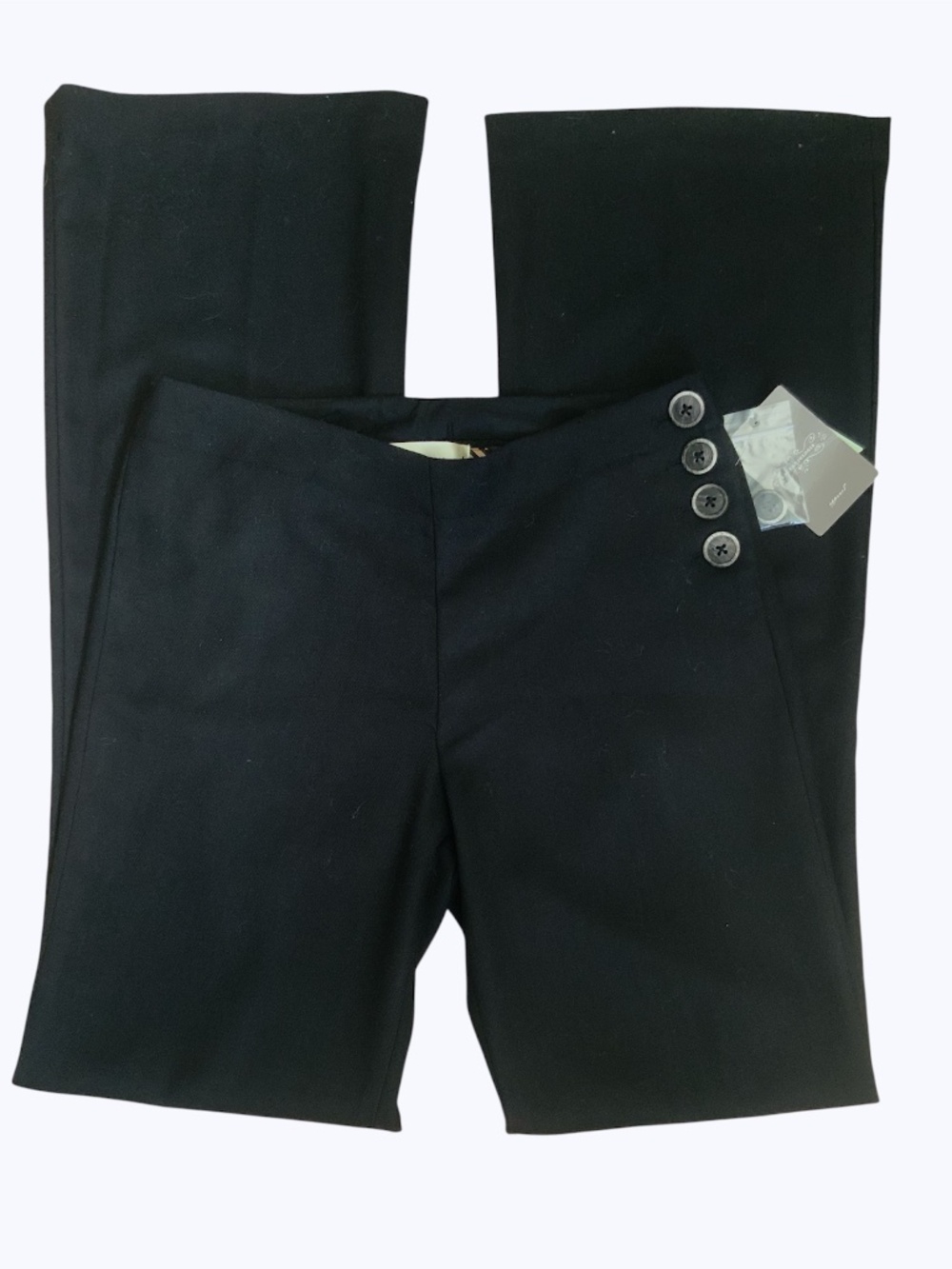 Anthropologie Elevenses Brighton Black Side Button Midrise Trouser Pant NWT SZ 4 - Picture 8 of 14